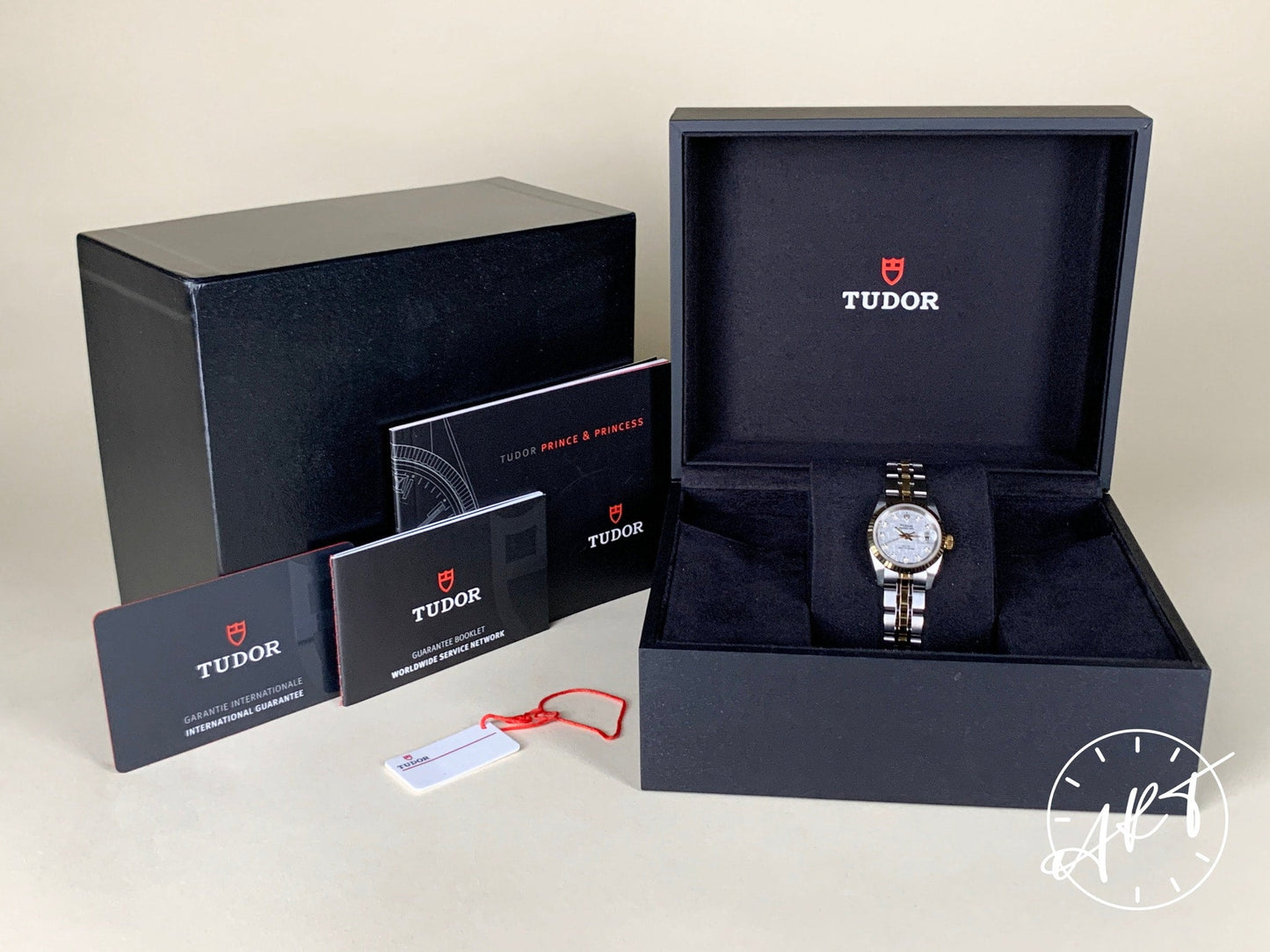 NEW Tudor Princess OysterDate Linen Diamond Dial 18K Gold & SS Watch 92413 BP