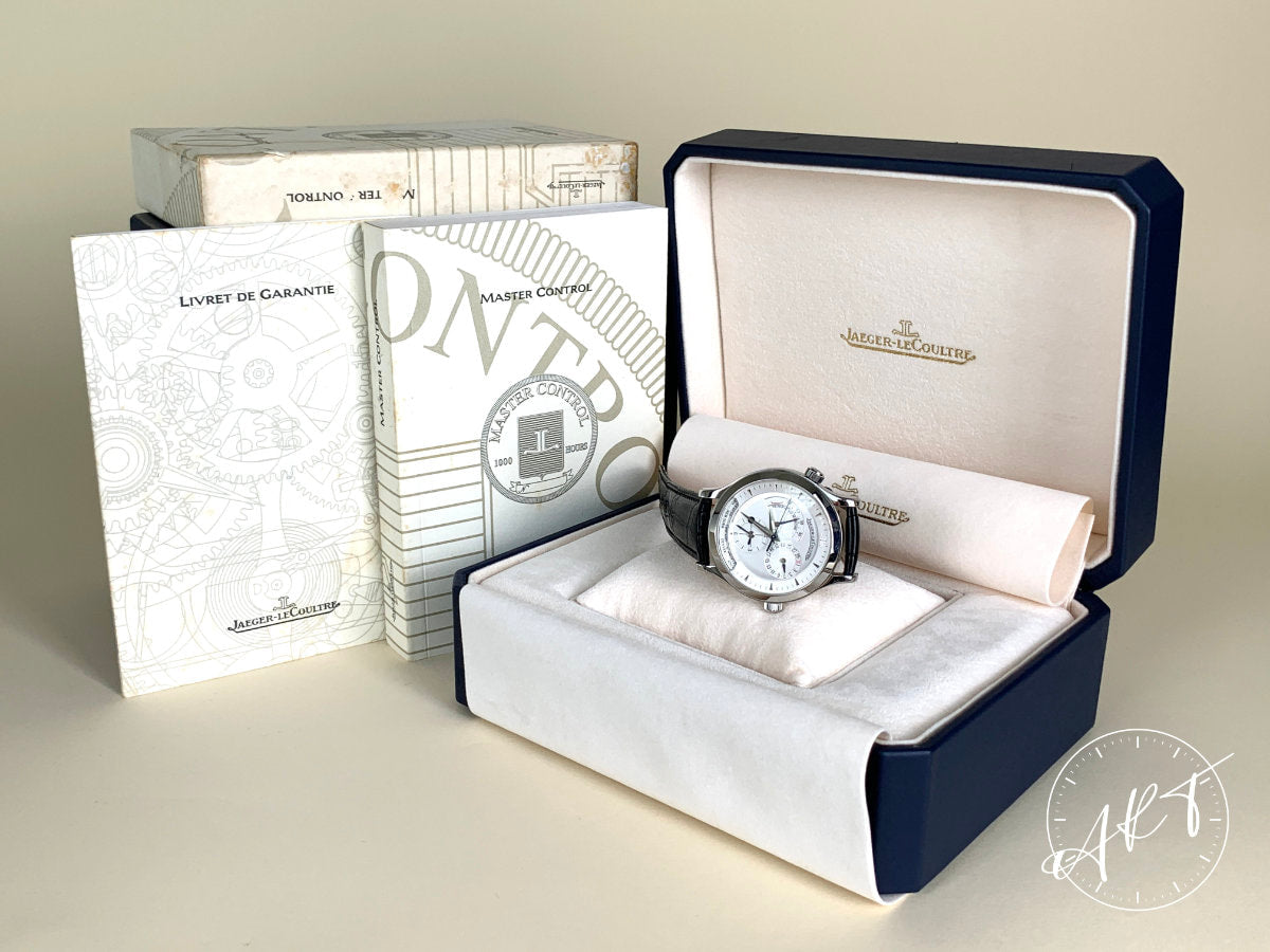 Jaeger-LeCoultre Master Geographic Silver Dial SS Auto Watch 142.8.92 w/ Box