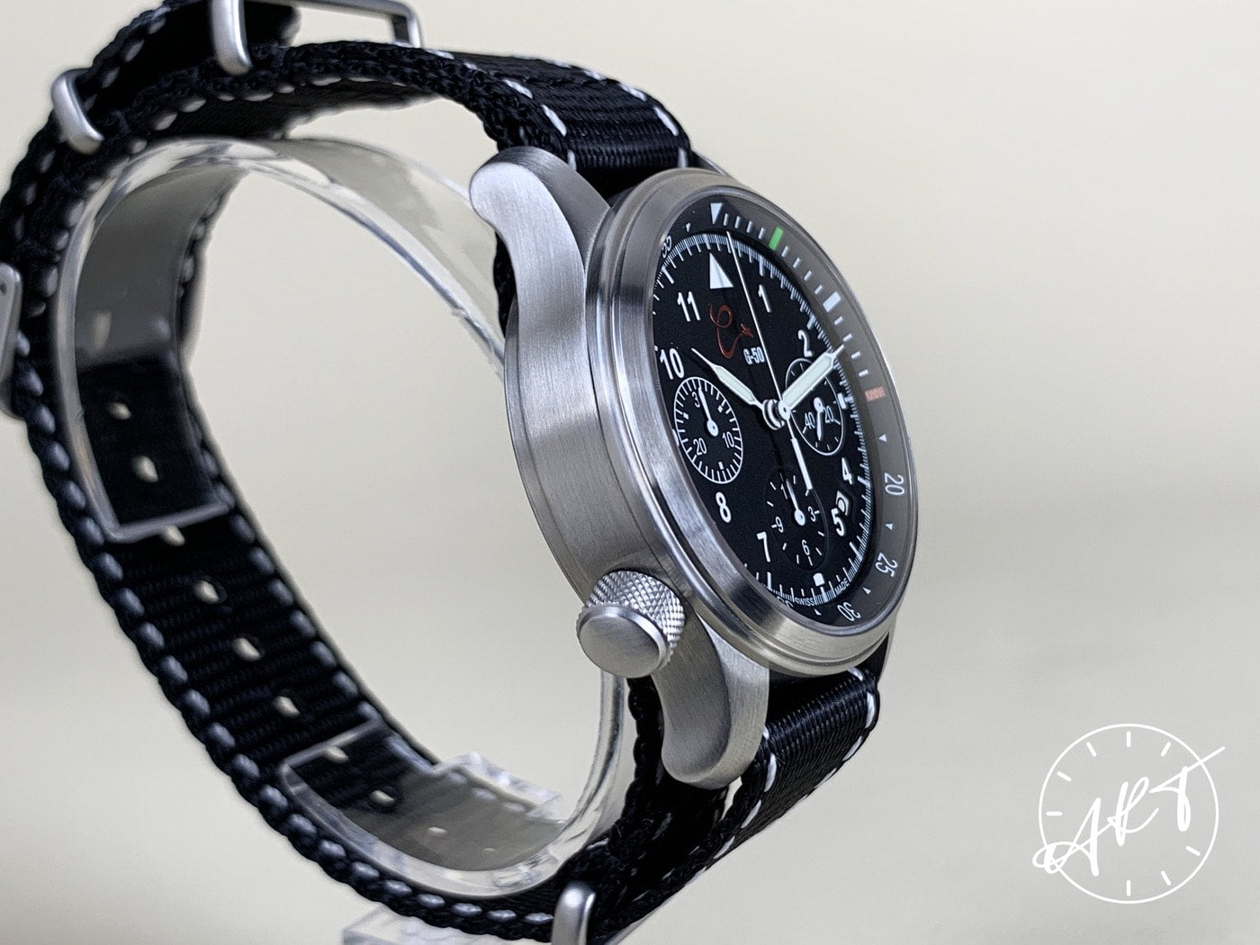 Orologi Calamai G50 Black Chrono Black Dial SS Auto Ltd Military Watch w/ B&P
