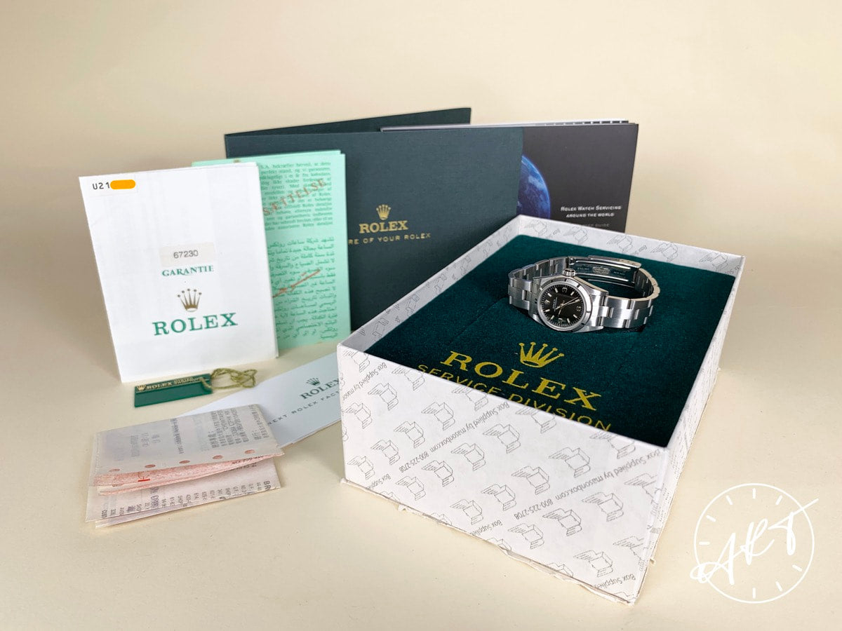 1997 Rolex Oyster Perpetual Black T Dial Ladies Watch 67230 w/ Paper + Receipt