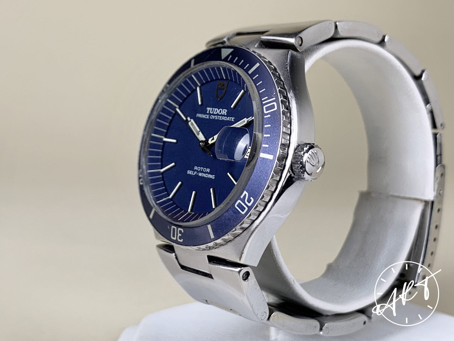 Vintage 1974 Tudor Prince OysterDate Blue Dial SS Auto Chrono-Time Watch 9121/1