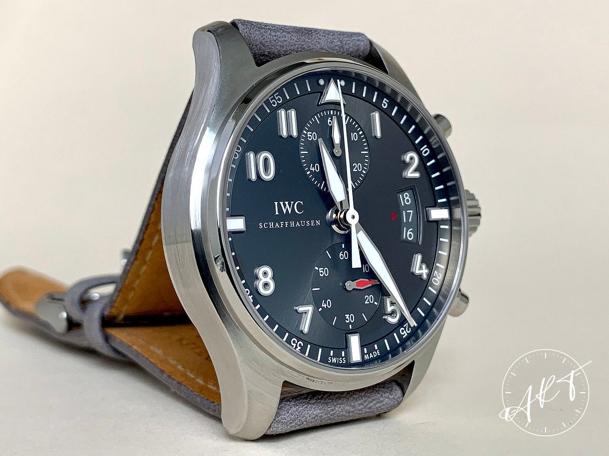 IWC Pilot's Spitfire Chronograph Slate Gray Dial SS Auto Watch IW387802 w/ B&P