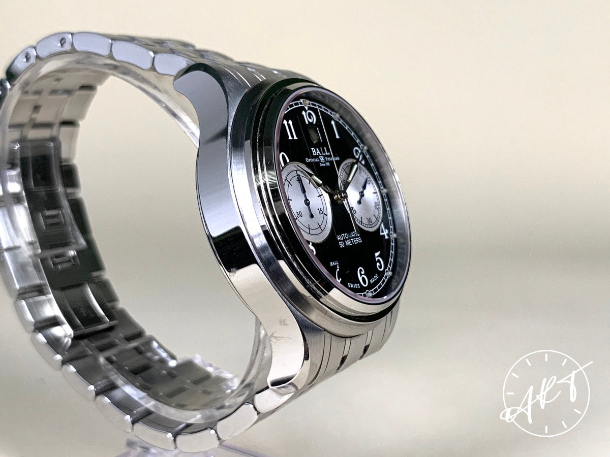 Ball Trainmaster Cannonball Chrono Reverse Panda Dial SS Auto Watch CM1052D BP