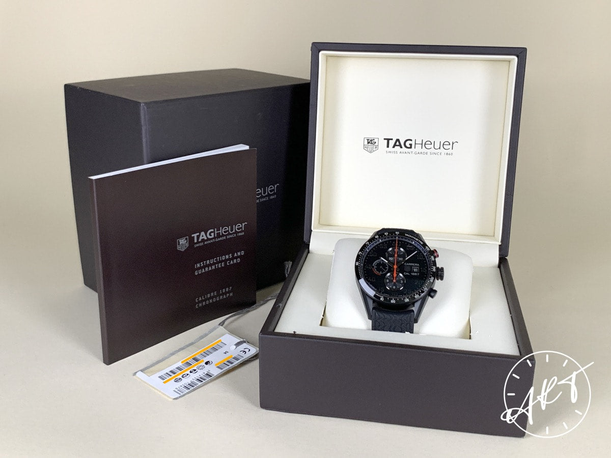 TAG Heuer Carrera Cal 1887 Chrono Black Dial Ceramic & Titanium Auto Watch w/ BP