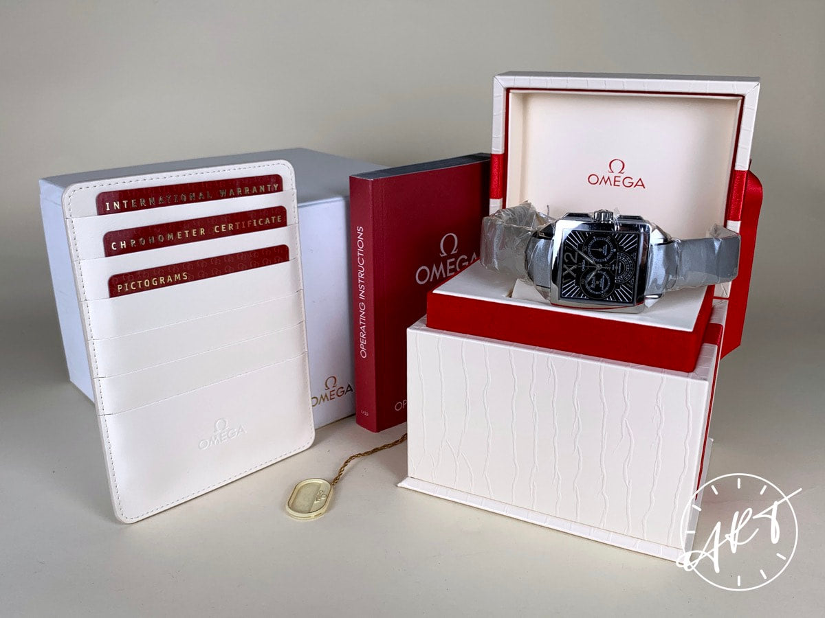 NEW Omega De Ville X2 Co-Axial Chronograph Black Dial SS Auto Watch w/ B&P