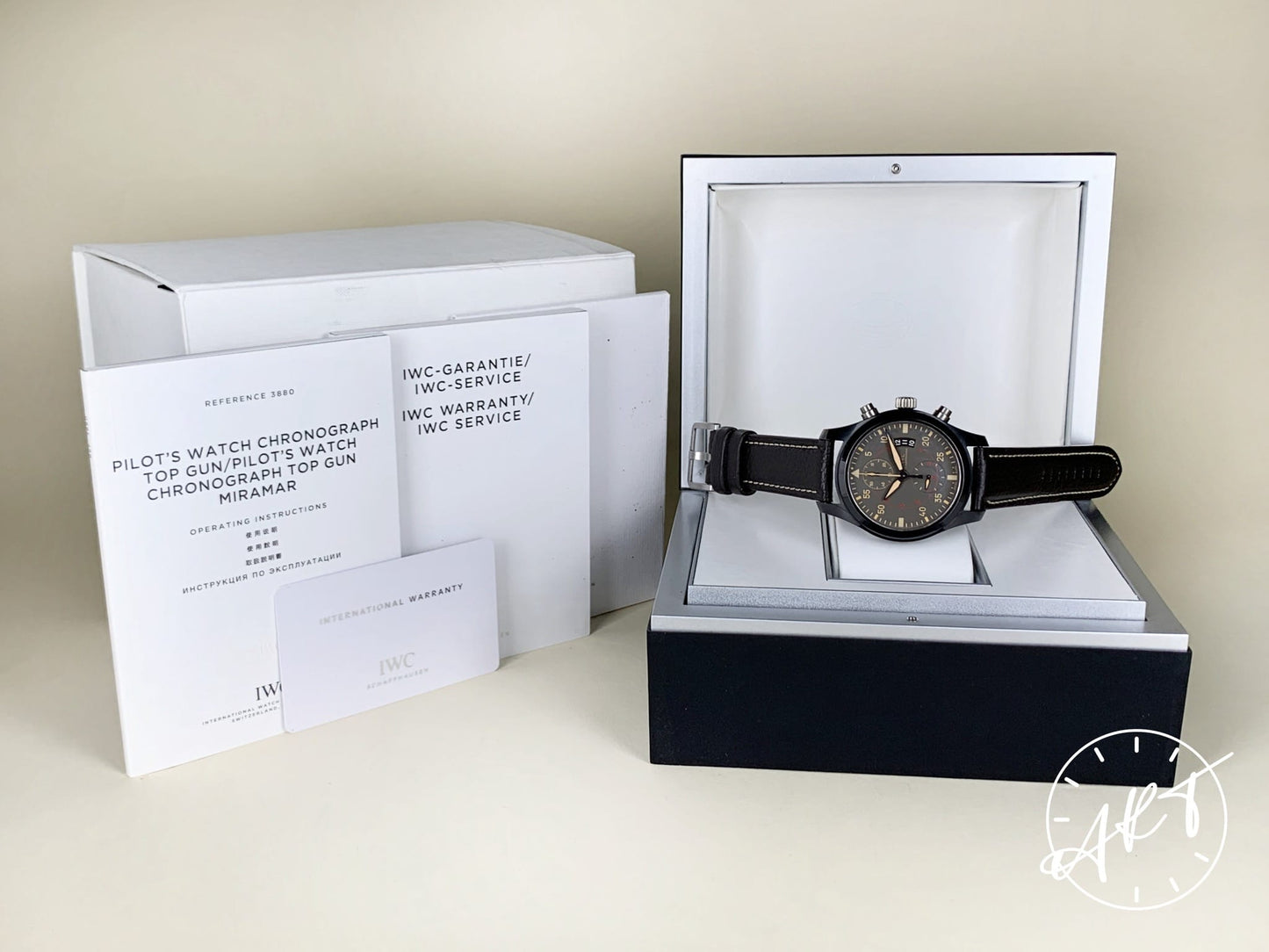 IWC Pilot's Miramar Chrono Gray Dial Black Ceramic Military Watch IW388002 BP