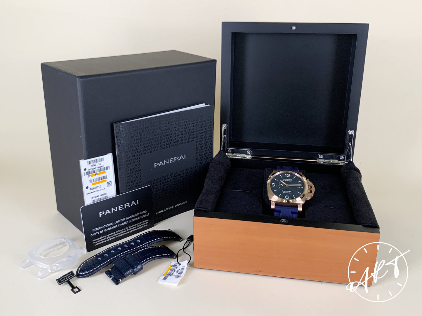 Panerai PAM 1112 Luminor 1950 Blue Dial Goldtech Sole Blu Watch PAM01112 BP