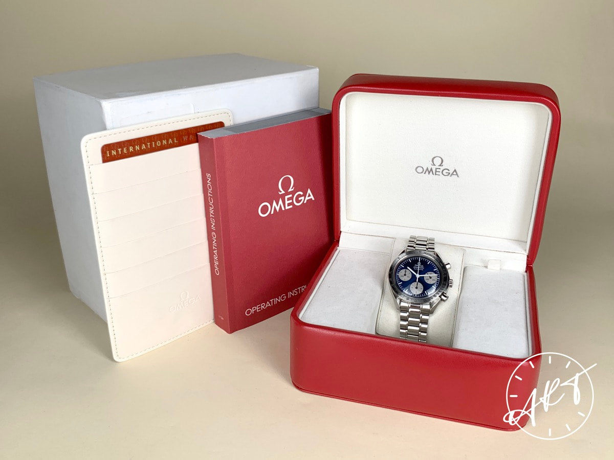 Omega Speedmaster Blue Dial SS Auto Japan Ltd Ed Pilot Watch 3510.82.00 w/ B&P