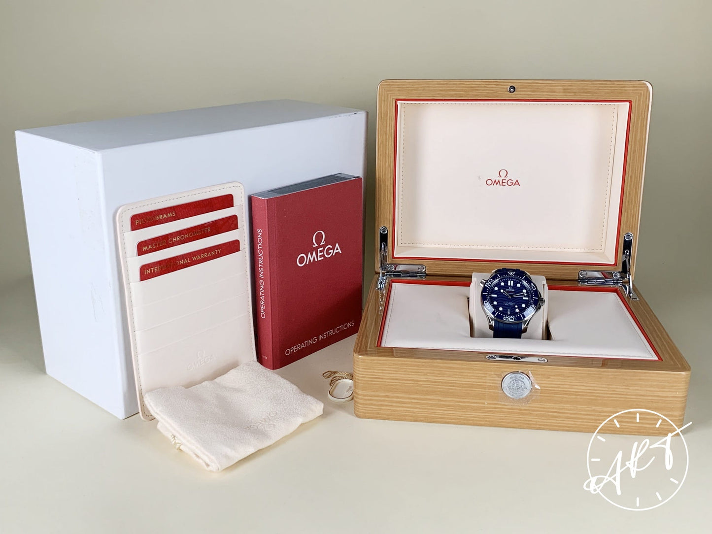 Omega Seamaster 300 Master Co-Axial Blue Dial SS Auto Diver Watch w/ B&P