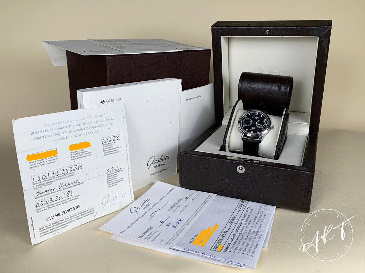 Glashütte Original Senator Observer Black Dial Stainless Steel Auto Watch w/ B&P