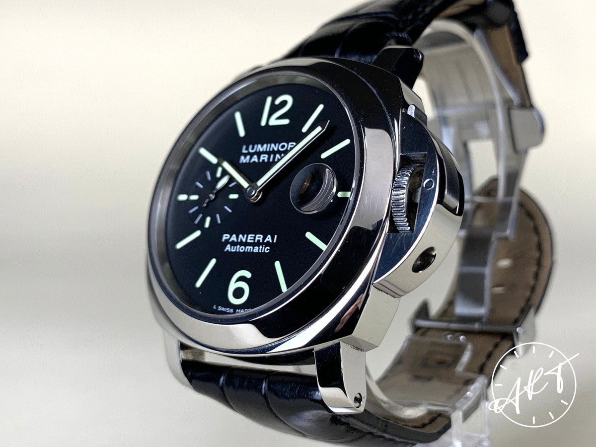 Panerai PAM 104 Luminor Marina Black Dial SS Auto Diver Watch PAM00104 w/ B&P