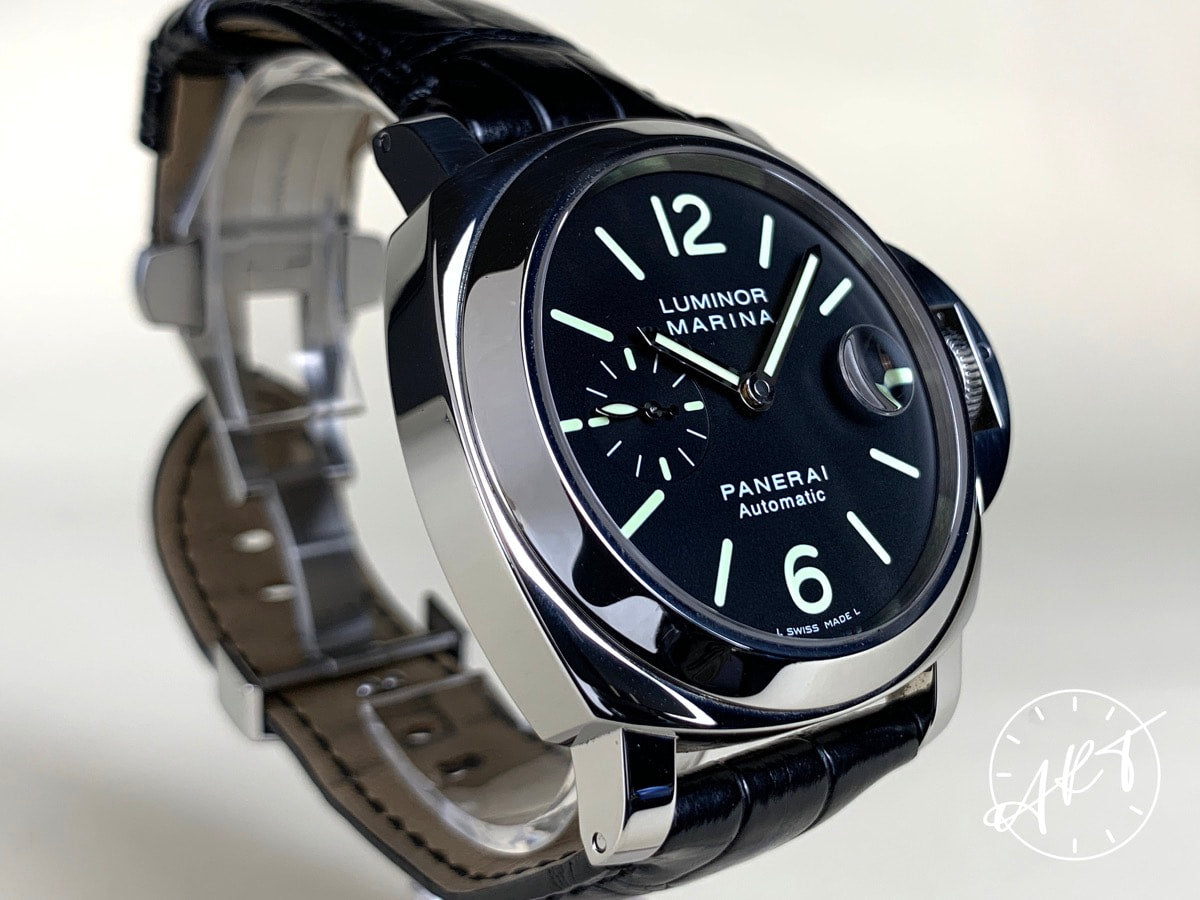 Panerai PAM 104 Luminor Marina Black Dial SS Auto Diver Watch PAM00104 w/ B&P