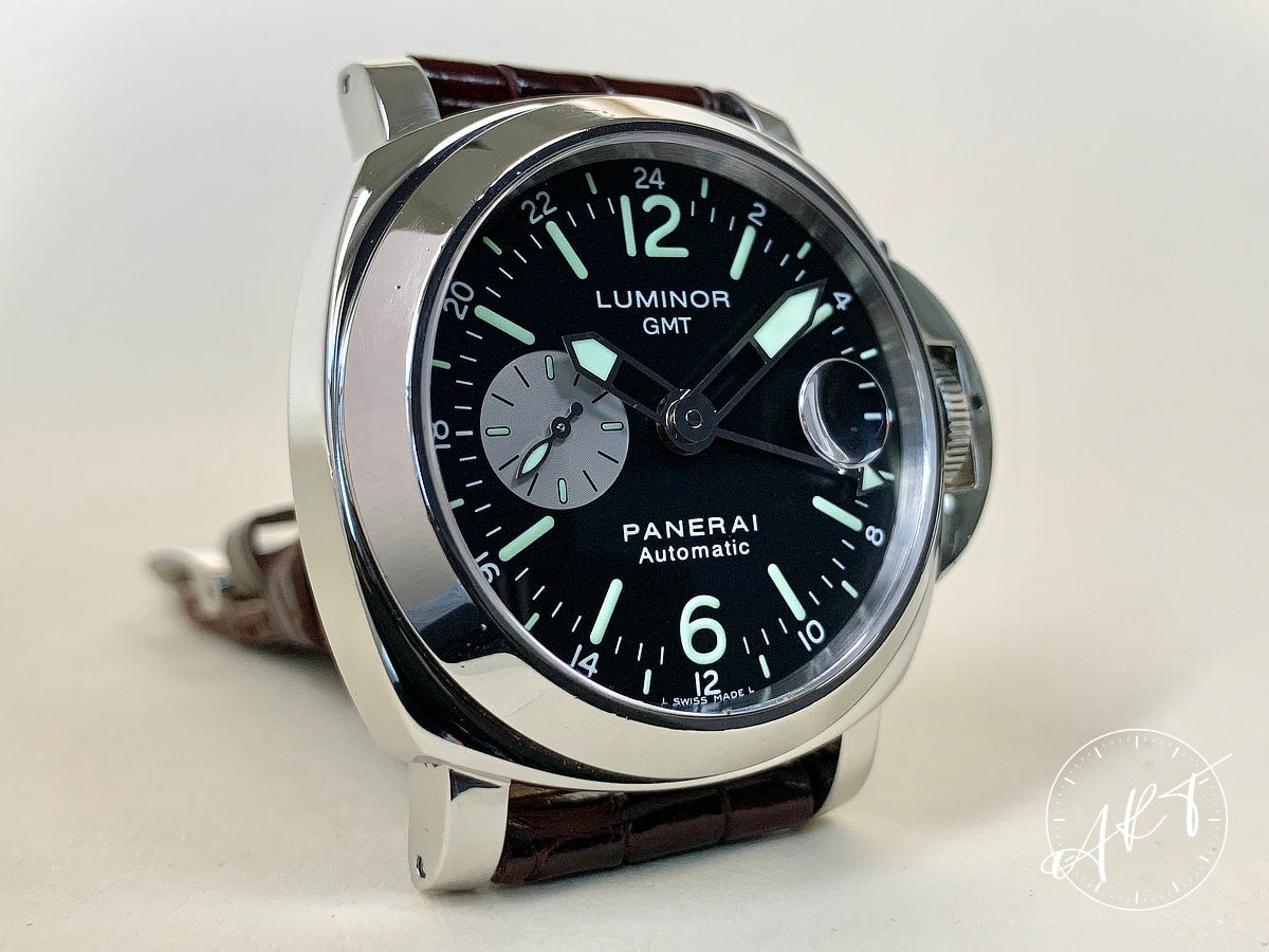 2002 Panerai PAM 88 Luminor GMT Black Dial Acciaio Auto Diver Watch PAM00088 BP
