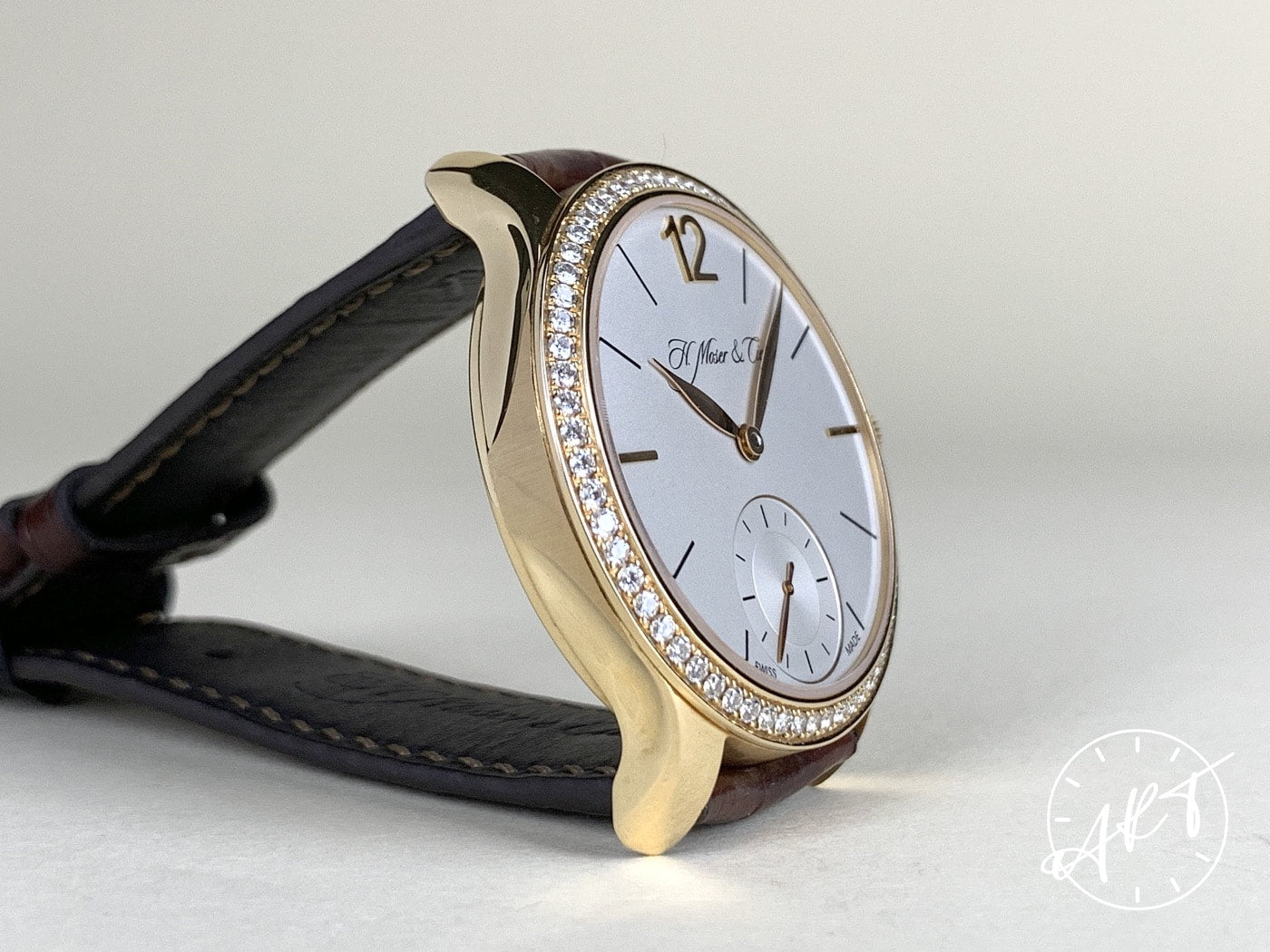 NEW H. Moser & Cie. Endeavour Factory Diamond Bezel White Dial 18K RG Watch BP