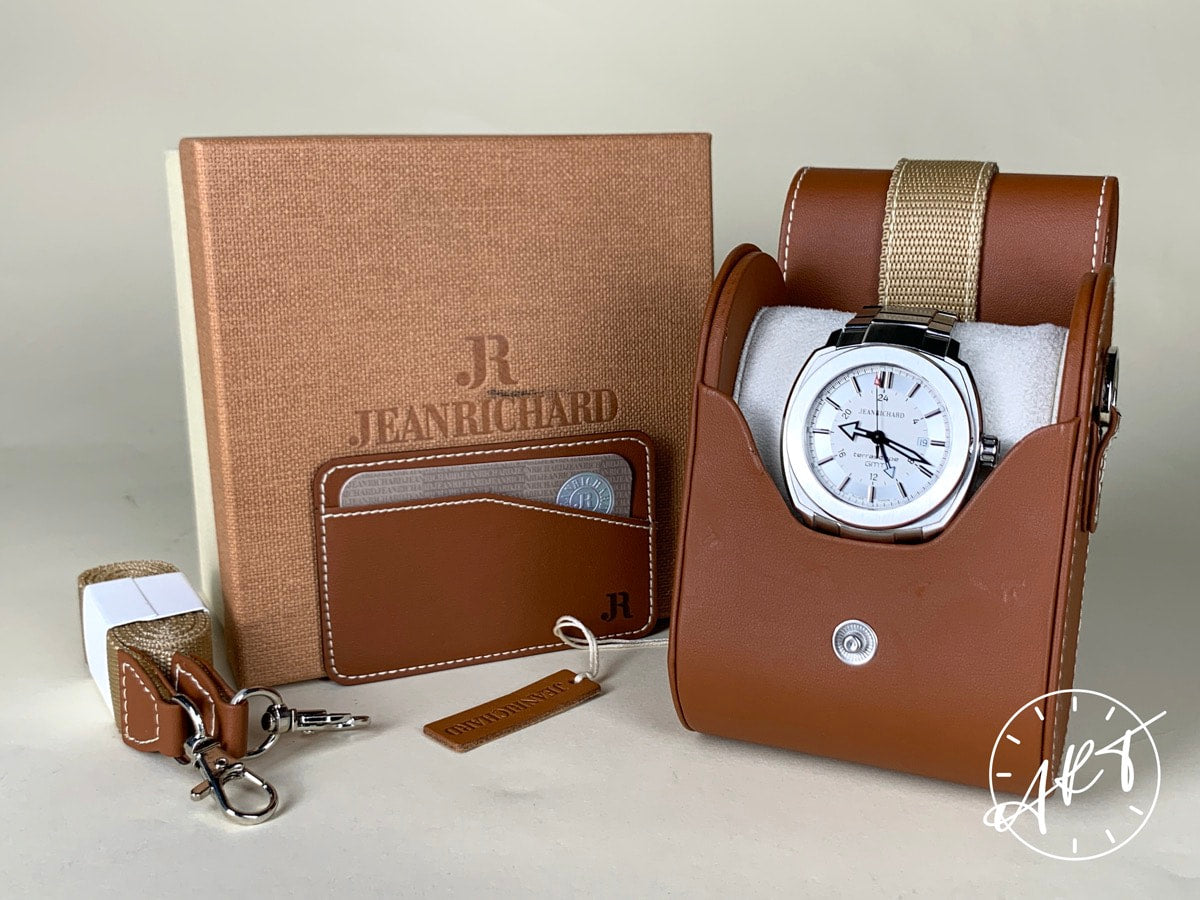 JeanRichard Terrascope GMT White Dial Stainless Steel Auto Diver Watch w/ B&P