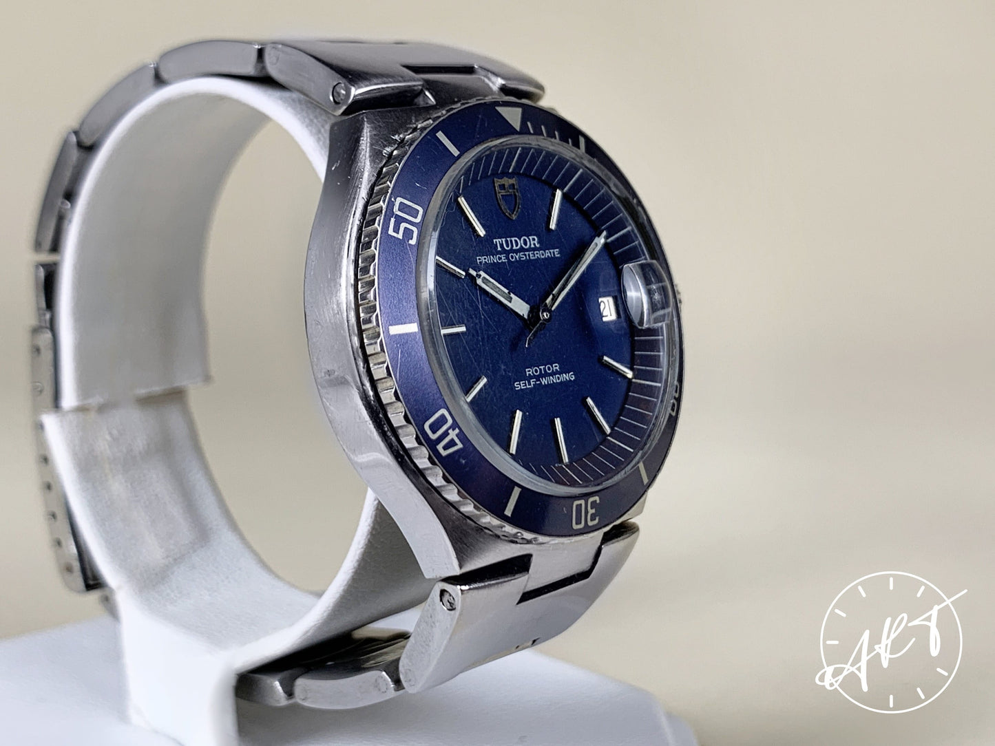 Vintage 1974 Tudor Prince OysterDate Blue Dial SS Auto Chrono-Time Watch 9121/1