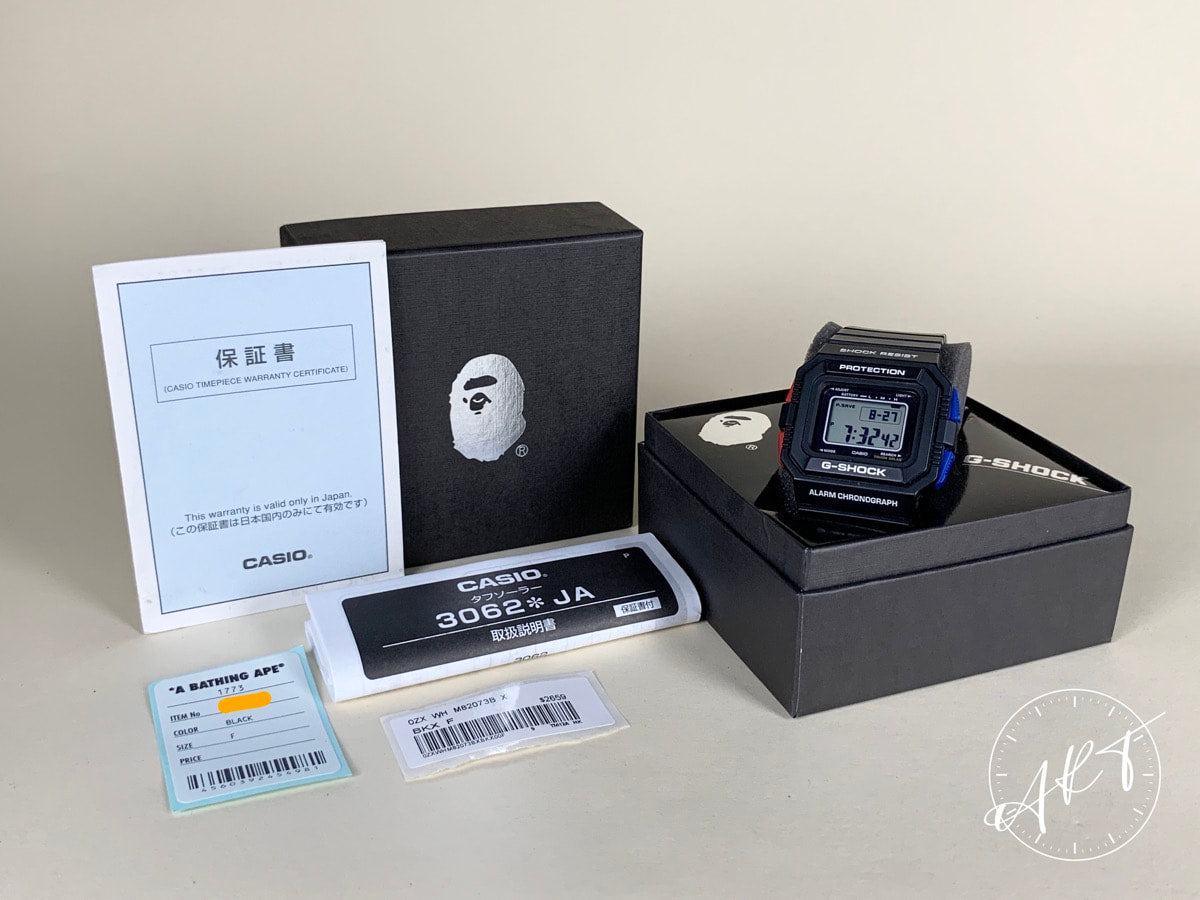 NEW G-Shock x A Bathing Ape GLS-5500 Black Dial Quartz BAPE Ltd Ed Watch w/ B&P