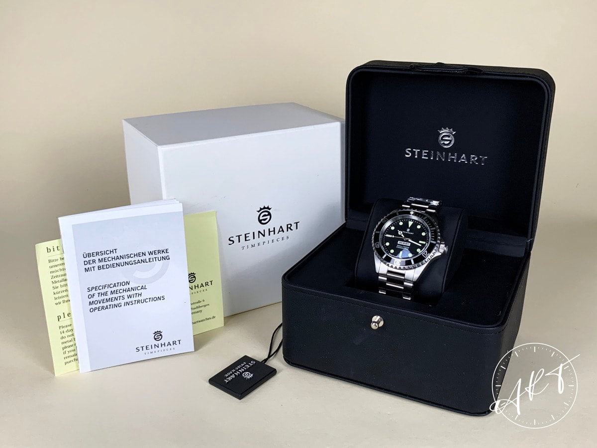 NEW Steinhart Ocean One Vintage Black Dial “Comex” SS Auto SE Diver Watch w/ B&P