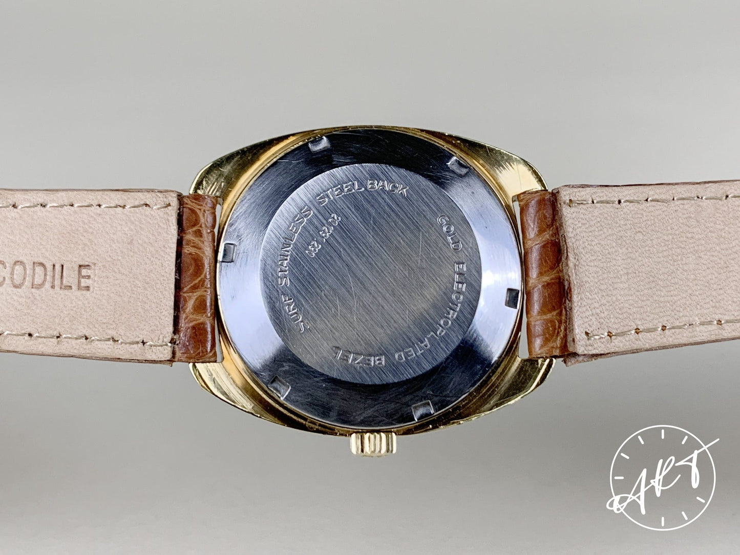 Vintage 1970s Zenith Cal 2562 PC Gray Dial Gold Gold Plated & SS Auto Watch