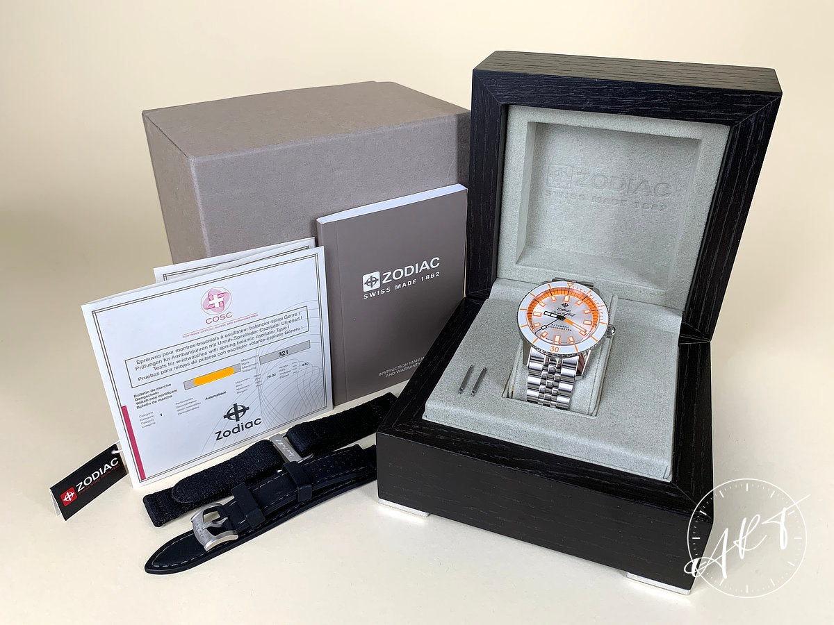 NEW Zodiac Super Sea Wolf Silver Dial SS Auto Ltd Ed Diver Watch ZO9268 w/ B&P