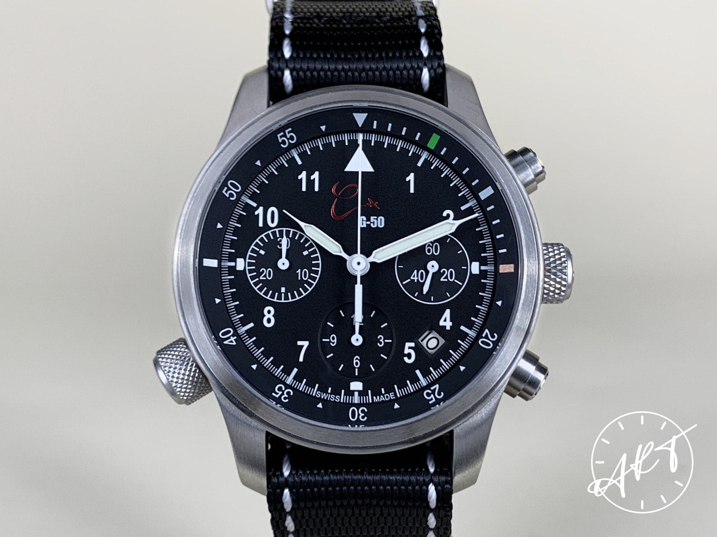 Orologi Calamai G50 Black Chrono Black Dial SS Auto Ltd Military Watch w/ B&P