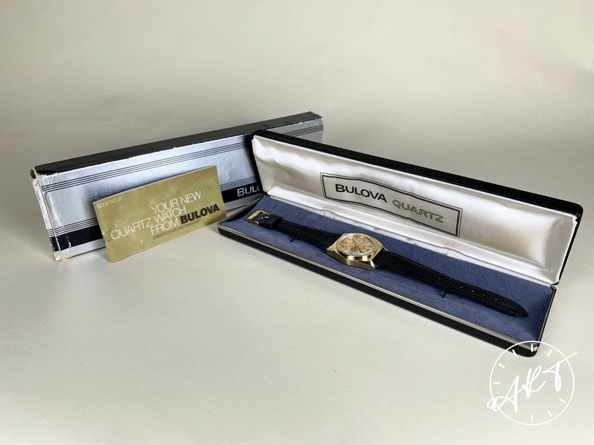 NOS Vintage 1978 Accutron Military VFW Gold Dial Quartz Watch BP