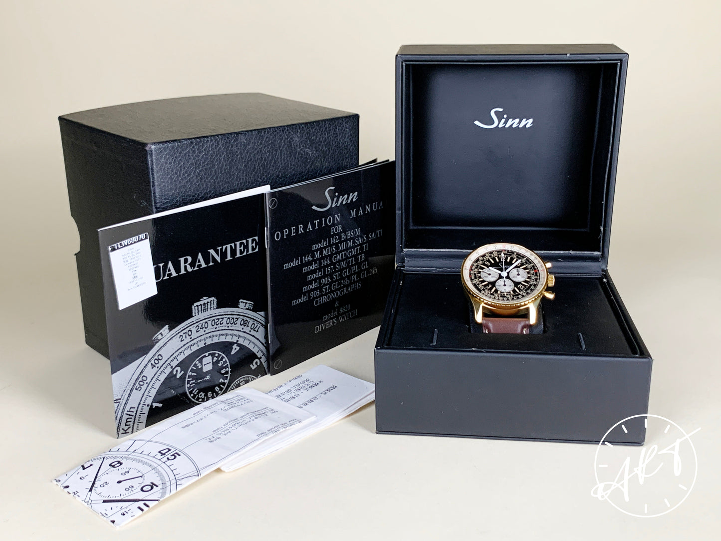 Sinn Navigation Chrono Inverted Panda Dial Gold Plated & SS Pilot Watch BP