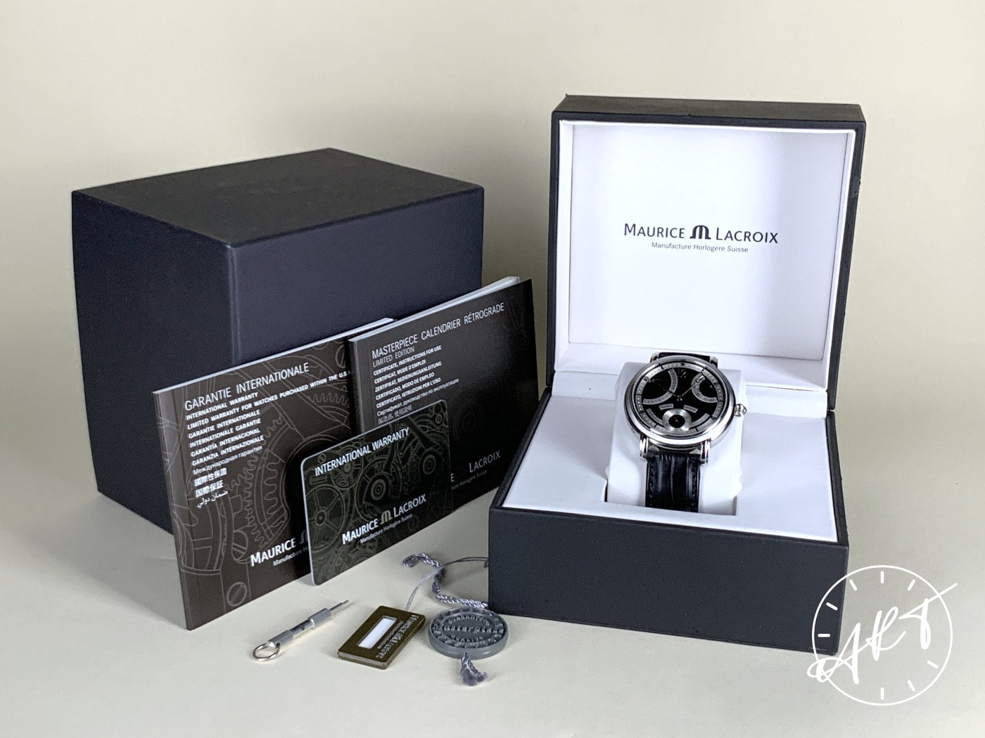Maurice Lacroix Masterpiece Retrograde Retrograde Black Dial SS Watch MP7068 BP