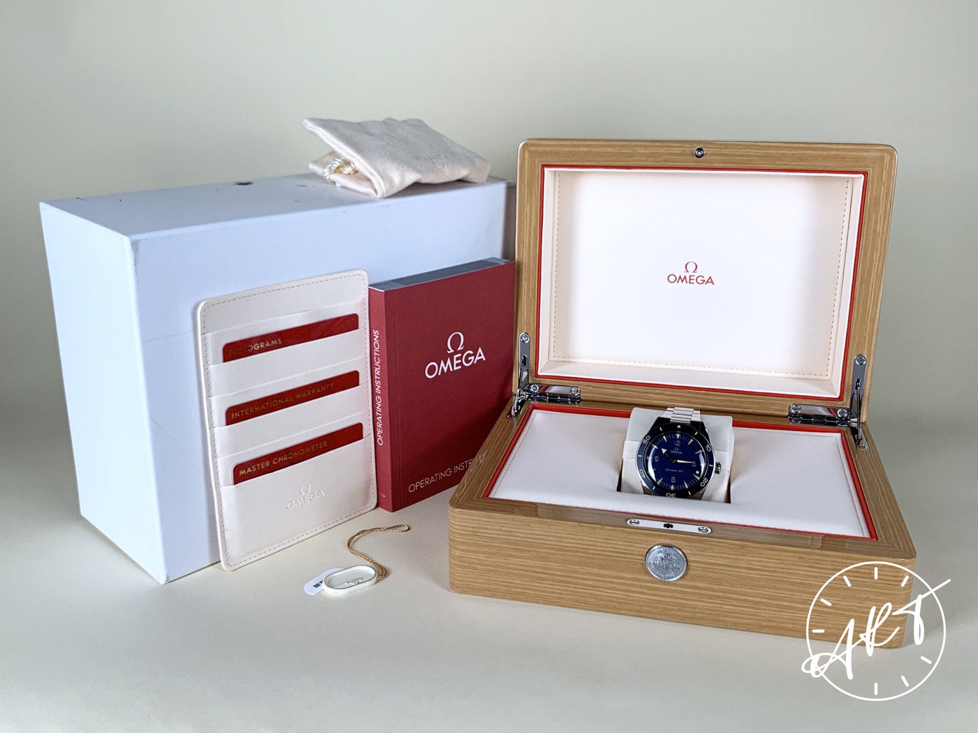 Omega Seamaster 300 Master Chronometer Blue Dial SS Auto Diver Watch w/ B&P