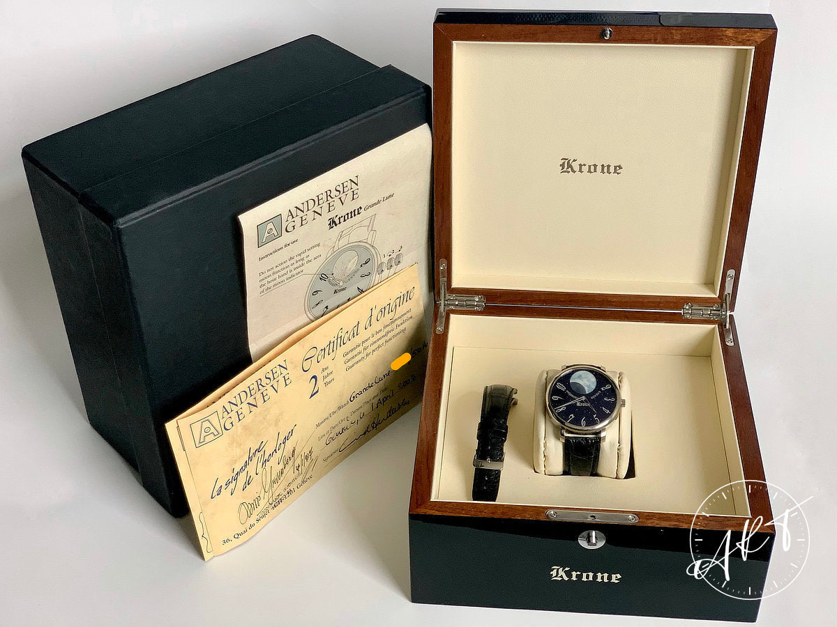 Krone x Andersen Genève La Grande Lune Midnight Blue Aventurine Dial 18K WG Ltd Watch BP