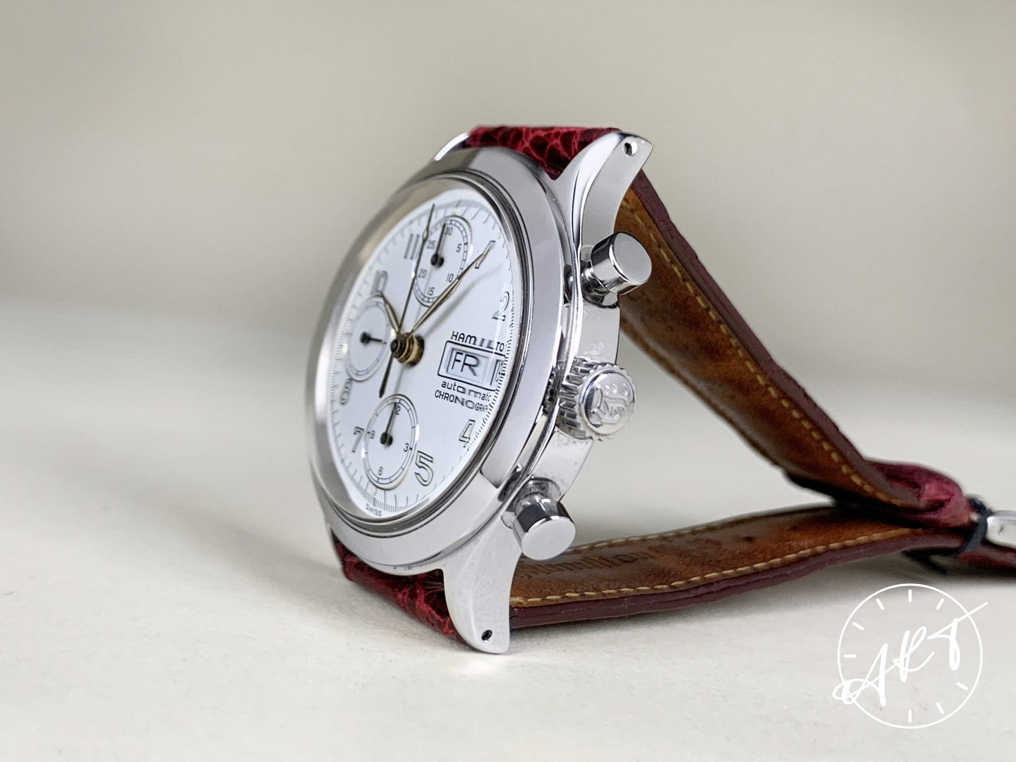 NOS Vintage Hamilton Chrono-Matic Day-Date White Dial SS Auto Watch 9941 w/ B&P