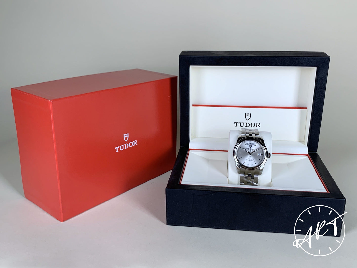 Tudor Glamour Day-Date Silver Dial Stainless Steel Automatic Watch 56000 w/ Box