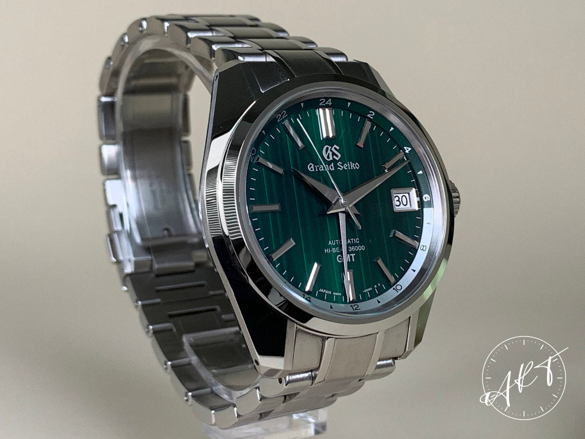 Grand Seiko Heritage Hi-Beat GMT Green Dial SS Auto Asia Ltd Watch SBGJ241 w/ BP
