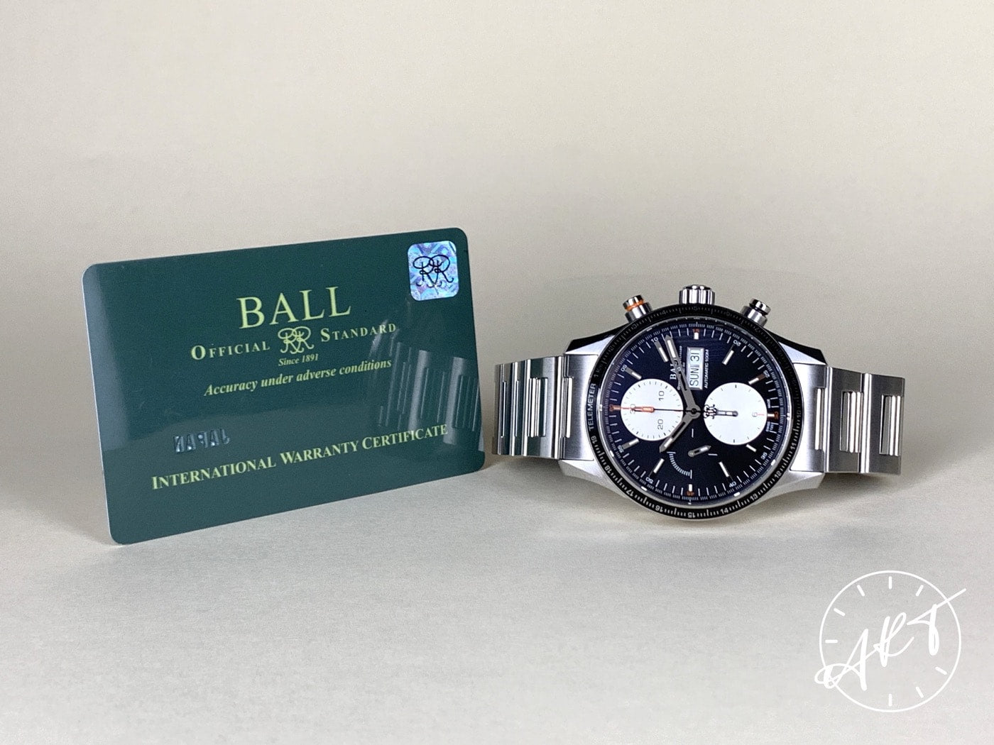 Ball Fireman Storm Chaser Pro Chrono Reverse Panda Dial SS Watch w/ Paper