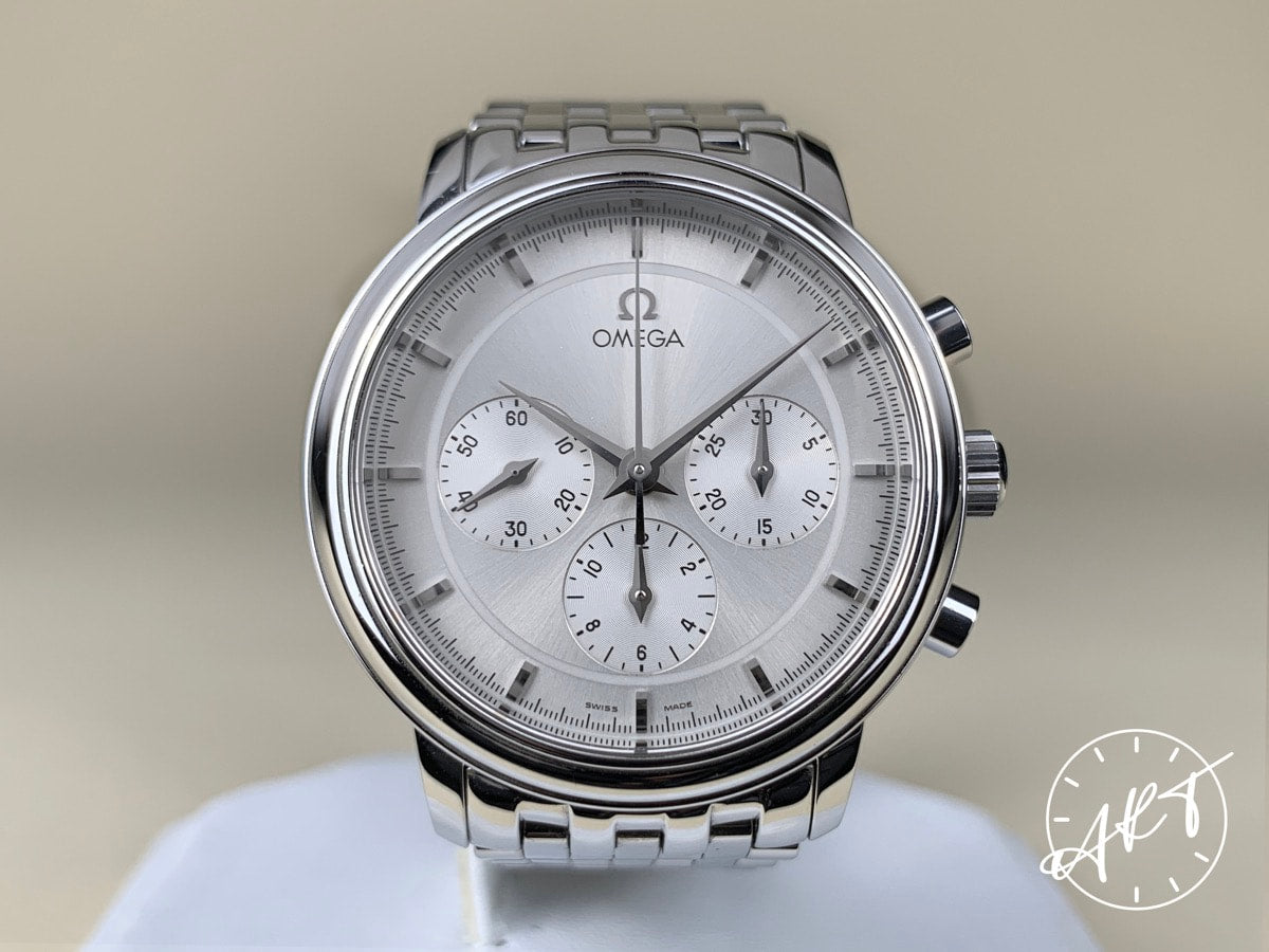 Omega De Ville Prestige Chrono Silver Dial SS Manual Watch 4540.31.00 w/ Paper