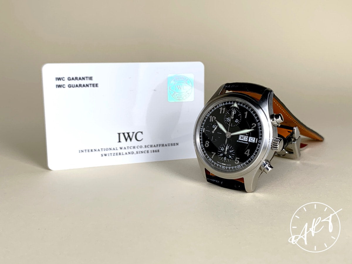 IWC Pilot's Spitfire Chronograph Black Dial SS Auto Watch IW370618 w/ Paper