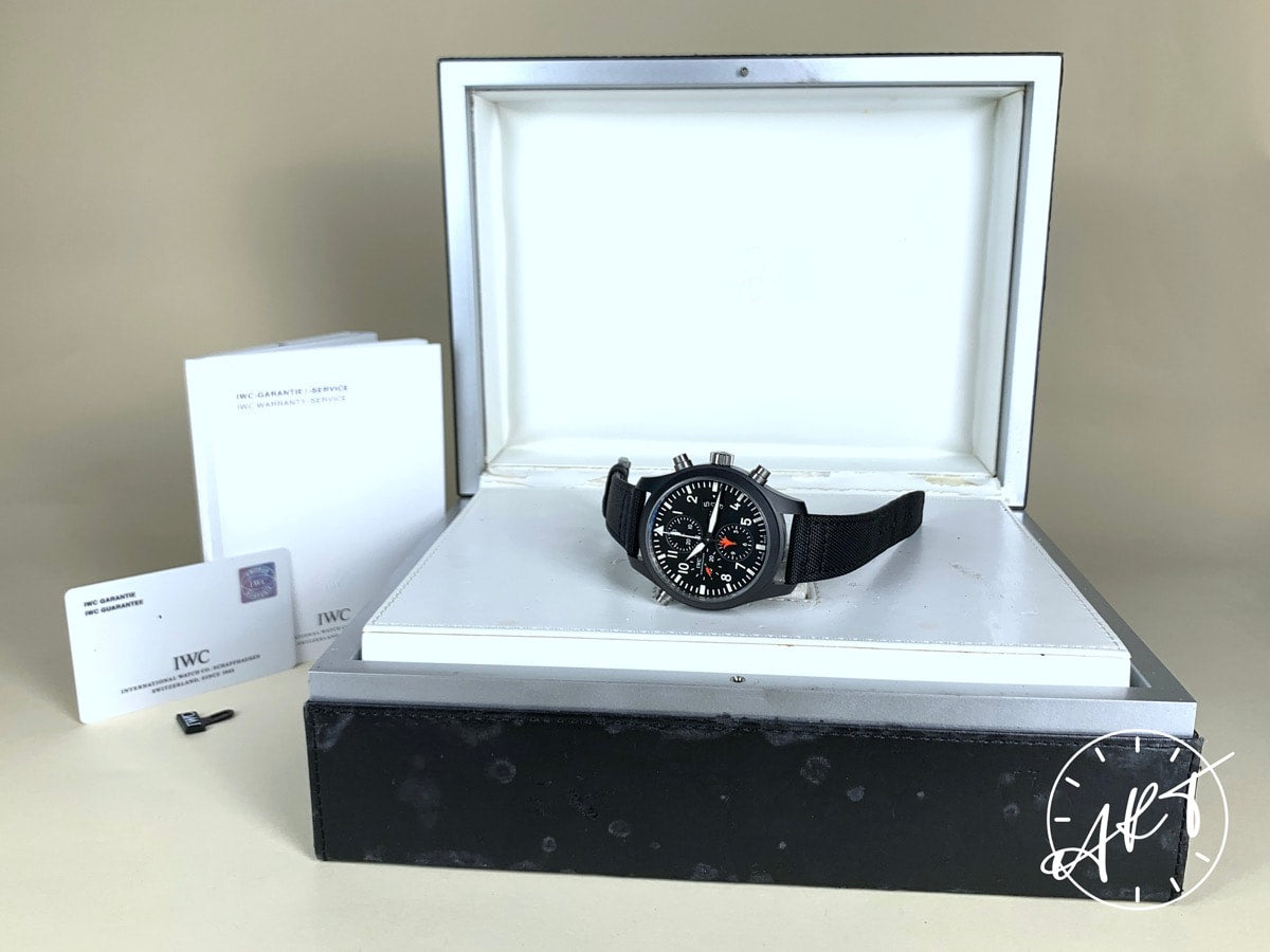 IWC Pilot's Double Chrono Black Dial Ceramic Auto Top Gun Watch IW379901 w/ B&P