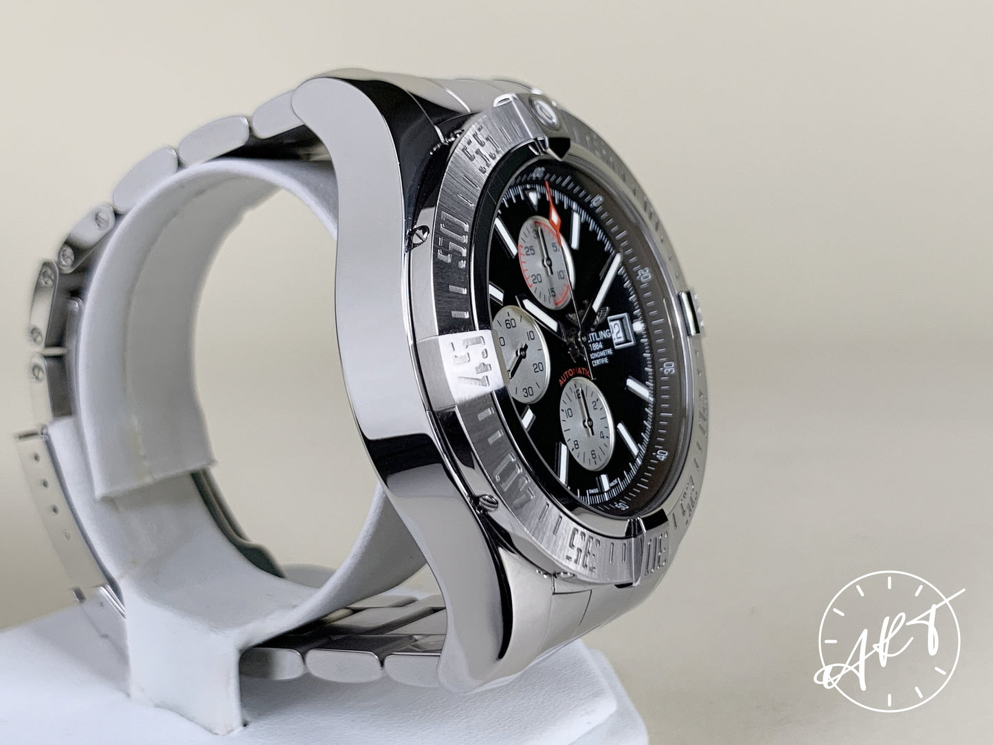 Breitling Super Avenger II Chrono “Volcano Black” SS Watch A13371 BP