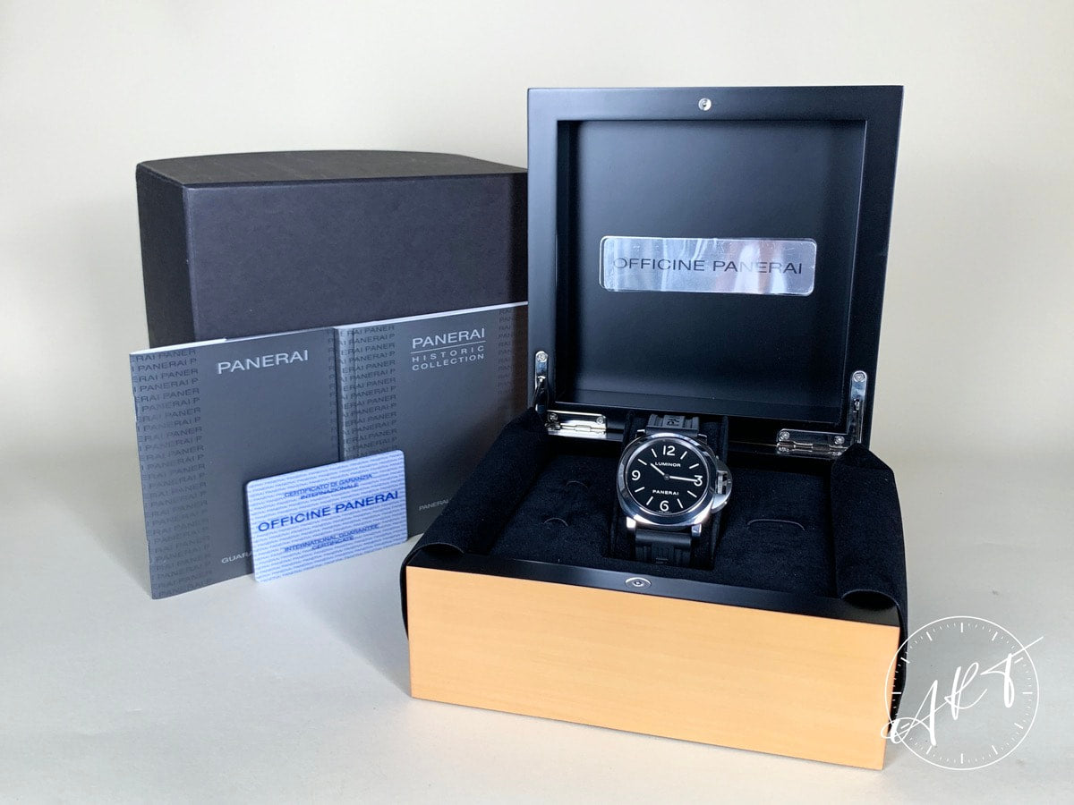 2012 Panerai PAM 112 Luminor Base Black Dial SS Manual Diver Watch PAM00112 BP
