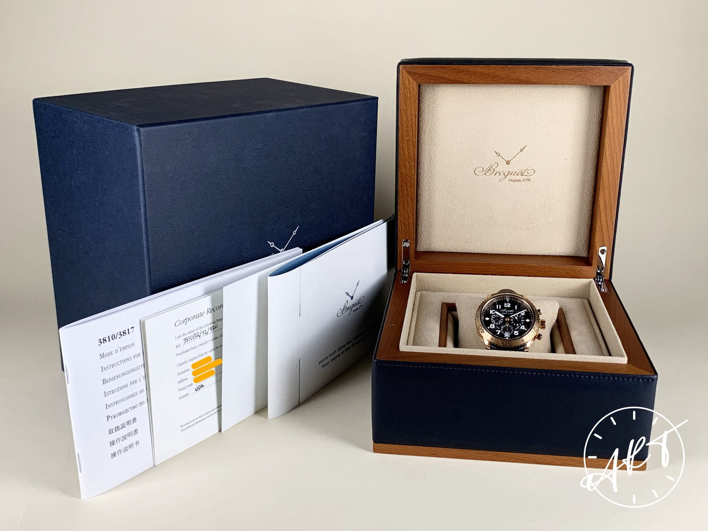 Breguet Type XXI Flyback Chrono Ruthenium Dial 18K RG Auto Pilot Watch 3810BR BP