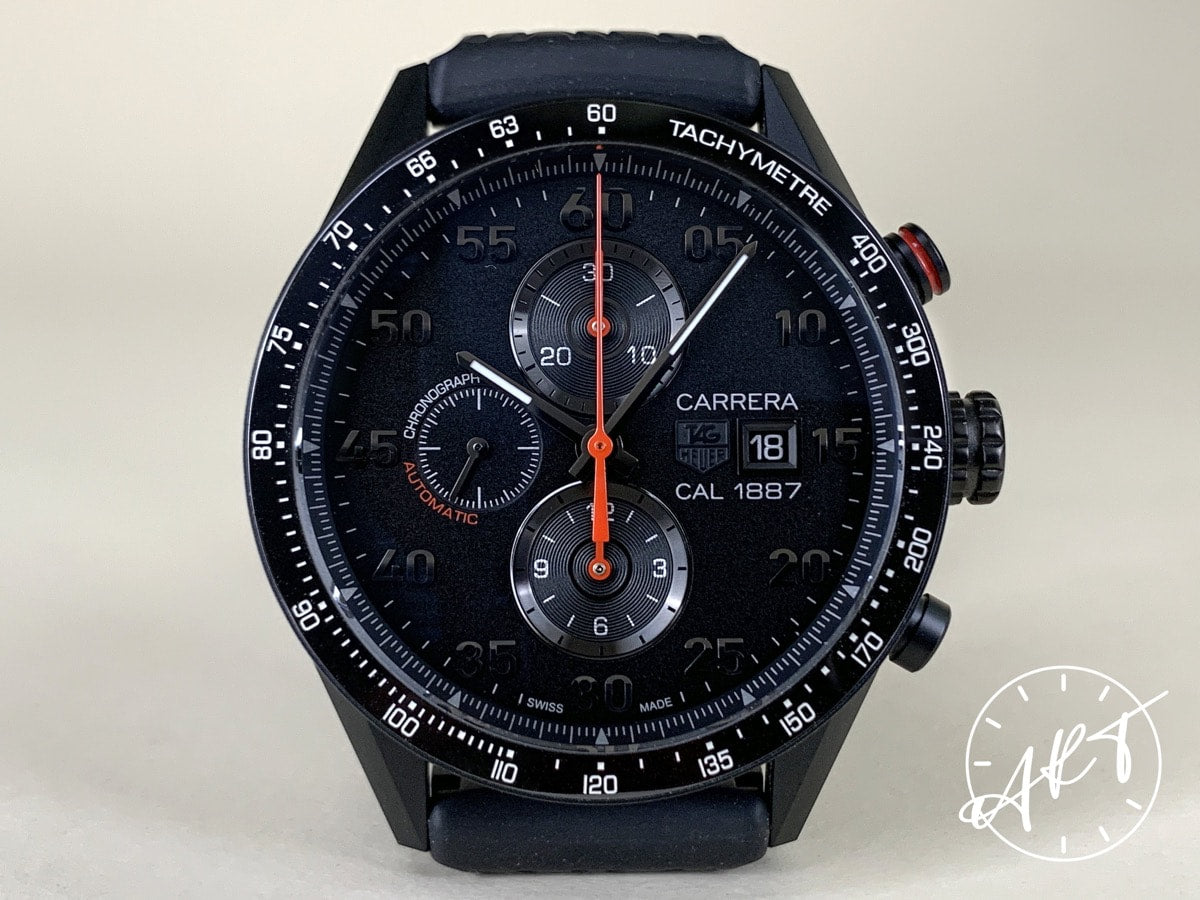 TAG Heuer Carrera Cal 1887 Chrono Black Dial Ceramic & Titanium Auto Watch w/ BP