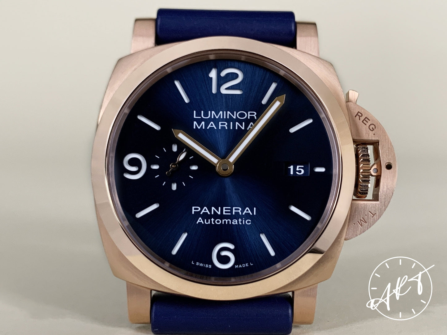 Panerai PAM 1112 Luminor 1950 Blue Dial Goldtech Sole Blu Watch PAM01112 BP