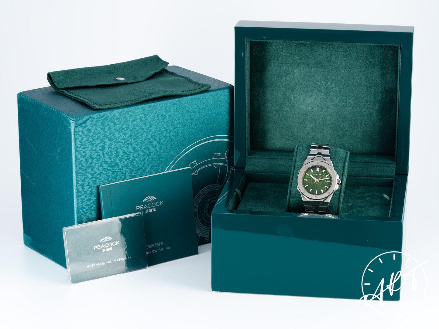 NEW Peacock Plumage Gaze Green Green Guilloche Dial Stainless Steel Automatic Watch PFG0502.02