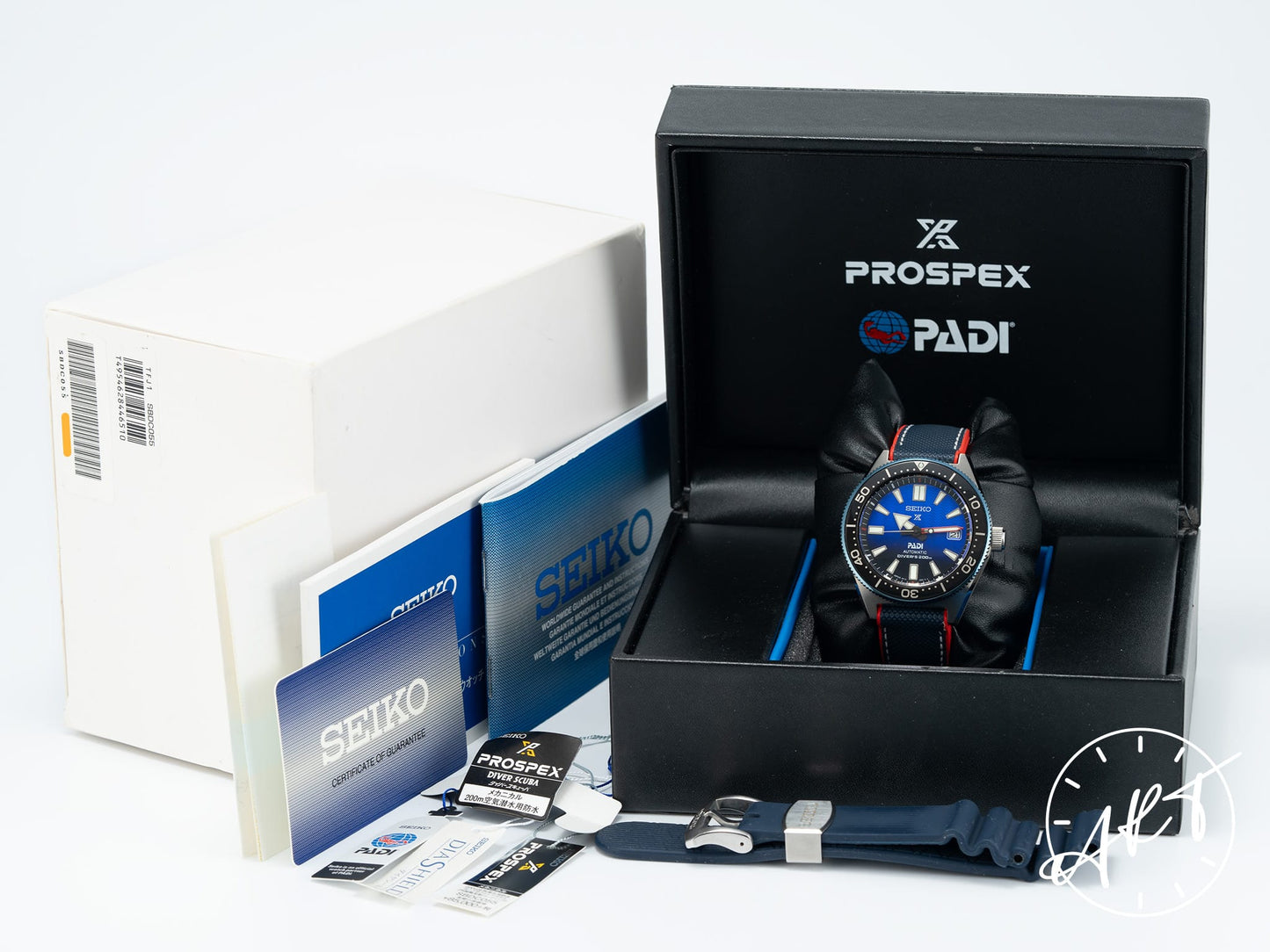 NEW Seiko Prospex Diver PADI Black & Blue Dial SS Auto SE Watch SBDC055 w/ B&P