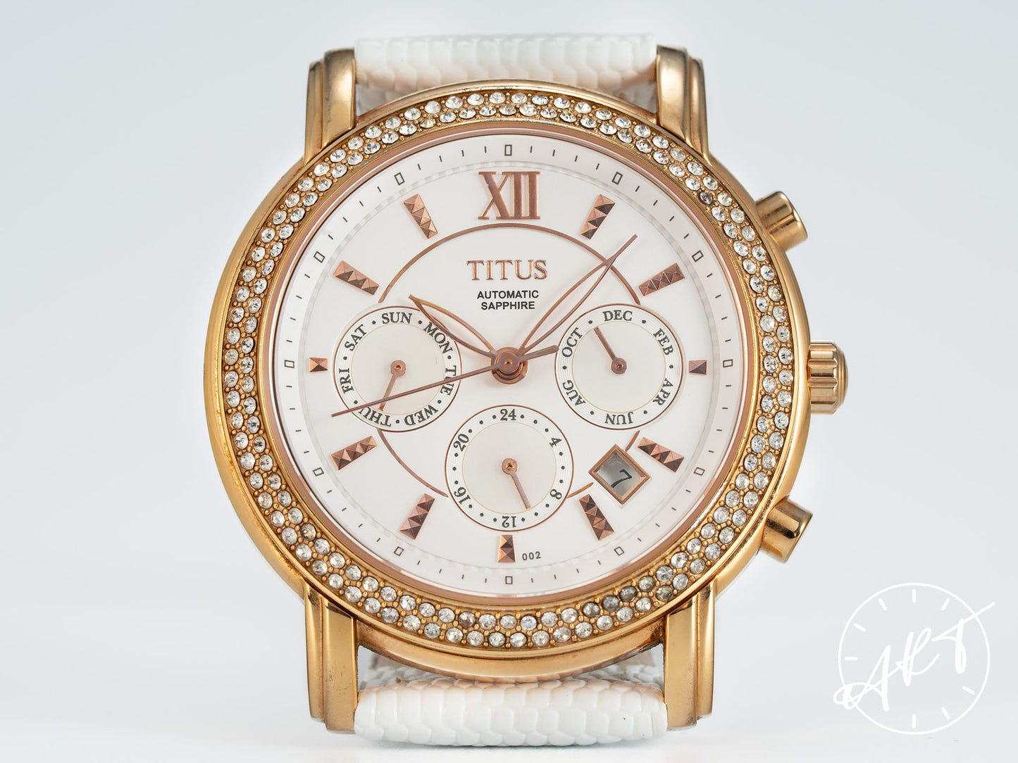 Titus Chronoscope Day-Date Mother of Pearl Dial Stainless Steel Automatic Watch