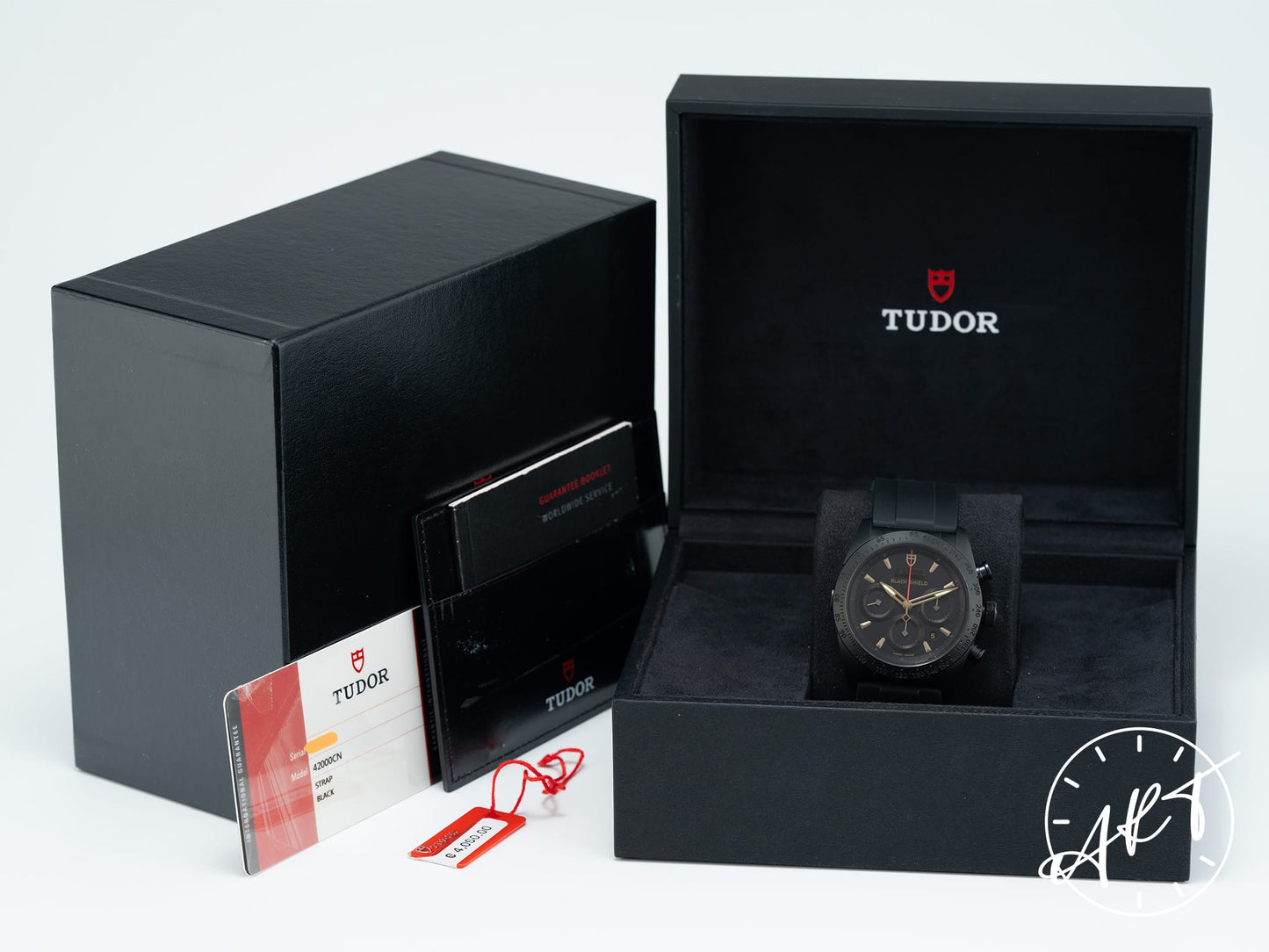 Tudor Fastrider Black Shield Chrono Black PVD-Coated SS Auto Watch 42000CN w/ BP