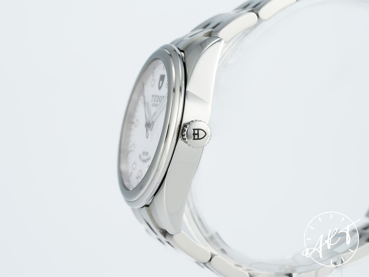 Tudor Glamour Date 36 Silver Diamond Dial SS Auto Watch 55000 w/ B&P