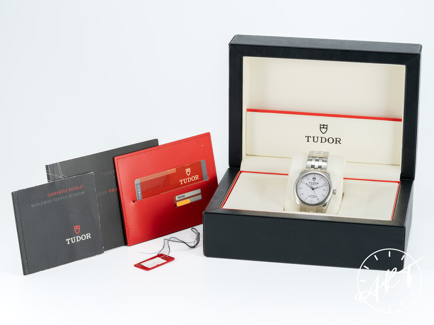 Tudor Glamour Date 36 Silver Diamond Dial SS Auto Watch 55000 w/ B&P