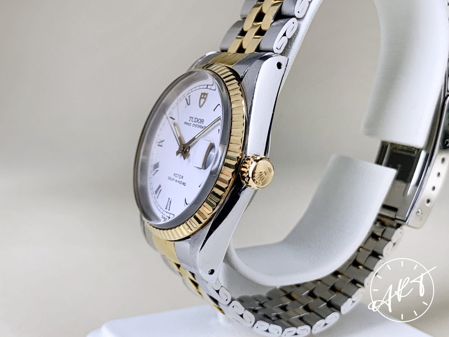 1992 Tudor Prince OysterDate White Roman Dial Two-Tone 18K Gold & SS Watch 72033