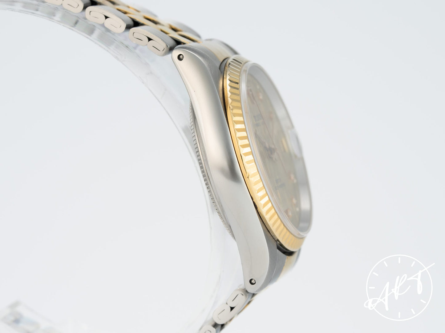 Tudor Prince Date Gold Linen Diamond Dial 18K Gold & Stainless Steel Auto Watch
